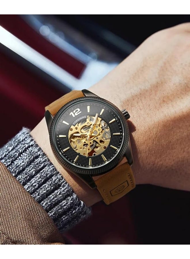 FORSINING Men's Automatic Self-winding Day Calendar Leather Strap Brand Collection Wrist Watch - Image 5